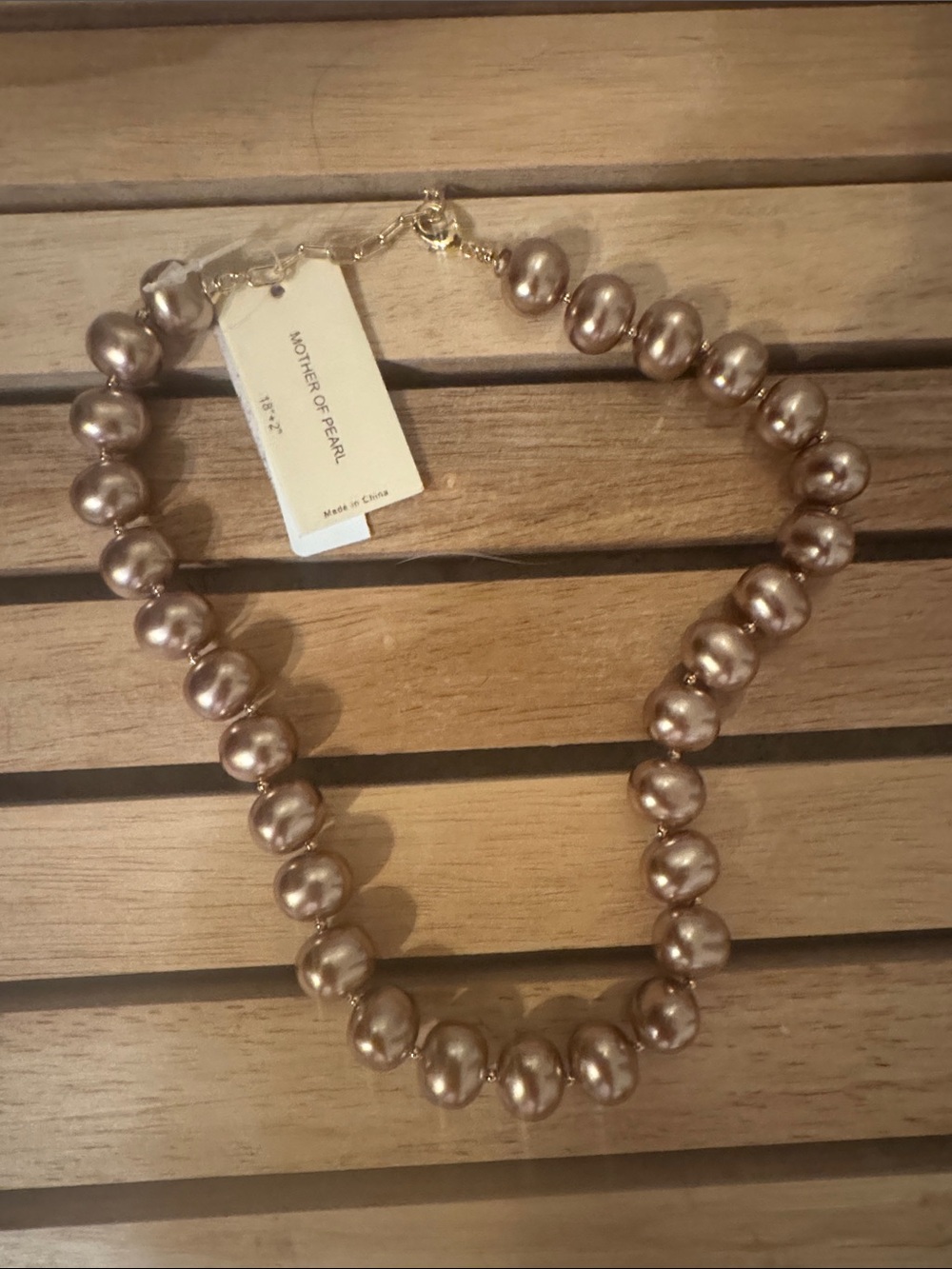 CAMILA COELHA CHUNKY CHAMPAGNE BROWN MOTHER OF PEARL STATEMENT NECKLACE